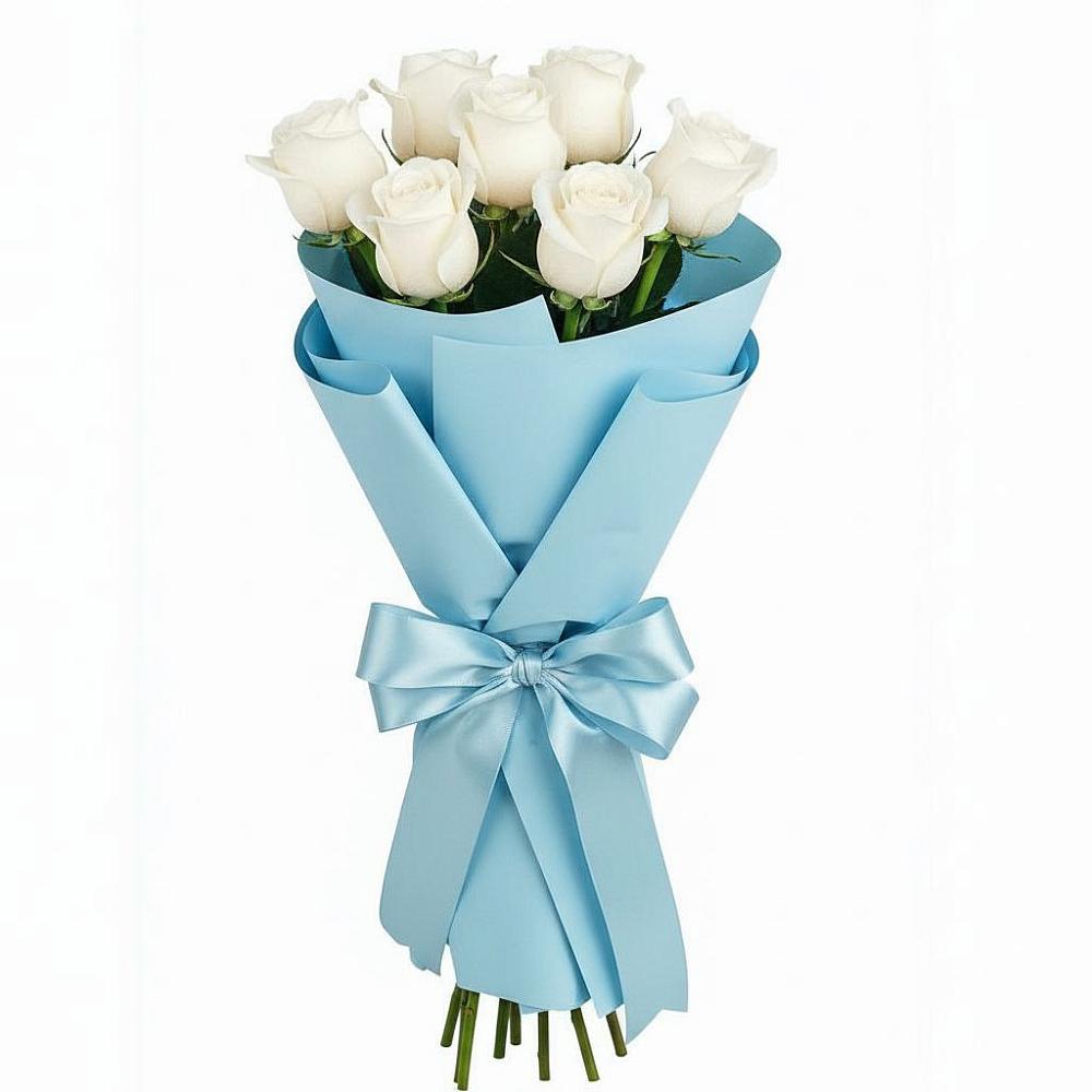 Букет 7 белых роз Проуд в Новозавидовский