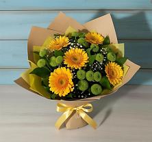 Букет цветов из:  Герберы и Хризантемы в Новозавидовский