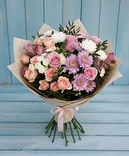 Букет цветов из:  Хризантемы, Розы и Альстромерии #REPLACE_PRED# Новозавидовский