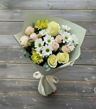 Букет цветов из:  Альстромерии, Розы и Хризантемы в Новозавидовский