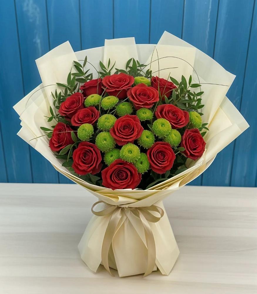 Букет цветов из: Розы и Хризантемы в Новозавидовский