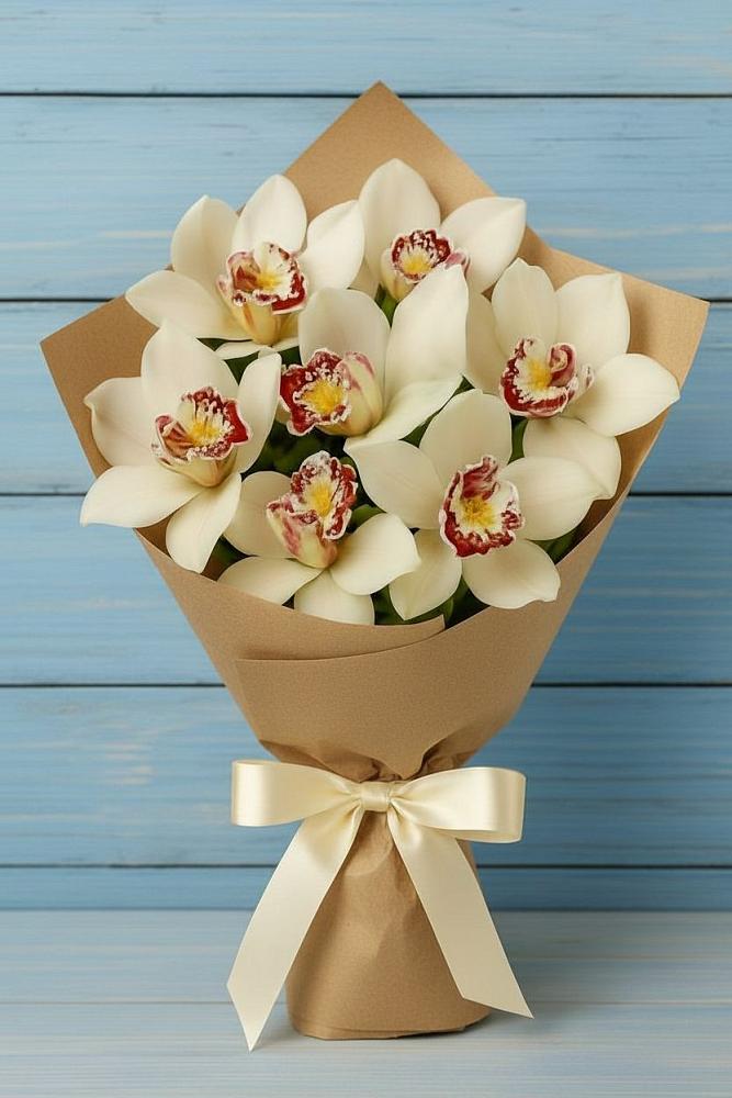 Букет цветов из: Орхидеи и Розы в Новозавидовский