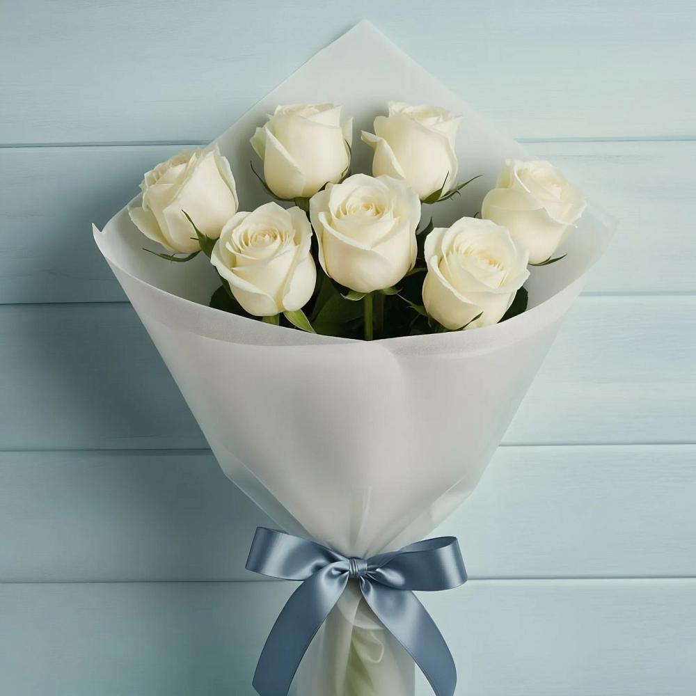 Букет 7 Белых роз Эдлесс Лав в Новозавидовский